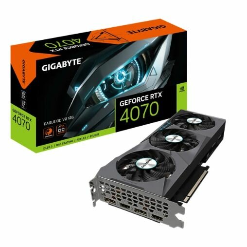 Видеокарта GIGABYTE GeForce RTX 4070 EAGLE OCV2 12G (GV-N4070EAGLE OCV2-12GD) - PCI-E 4.0 x16, 12 ГБ, GDDR6X, 192 бит, DisplayPort, HDMI, GPU 2475 МГц
