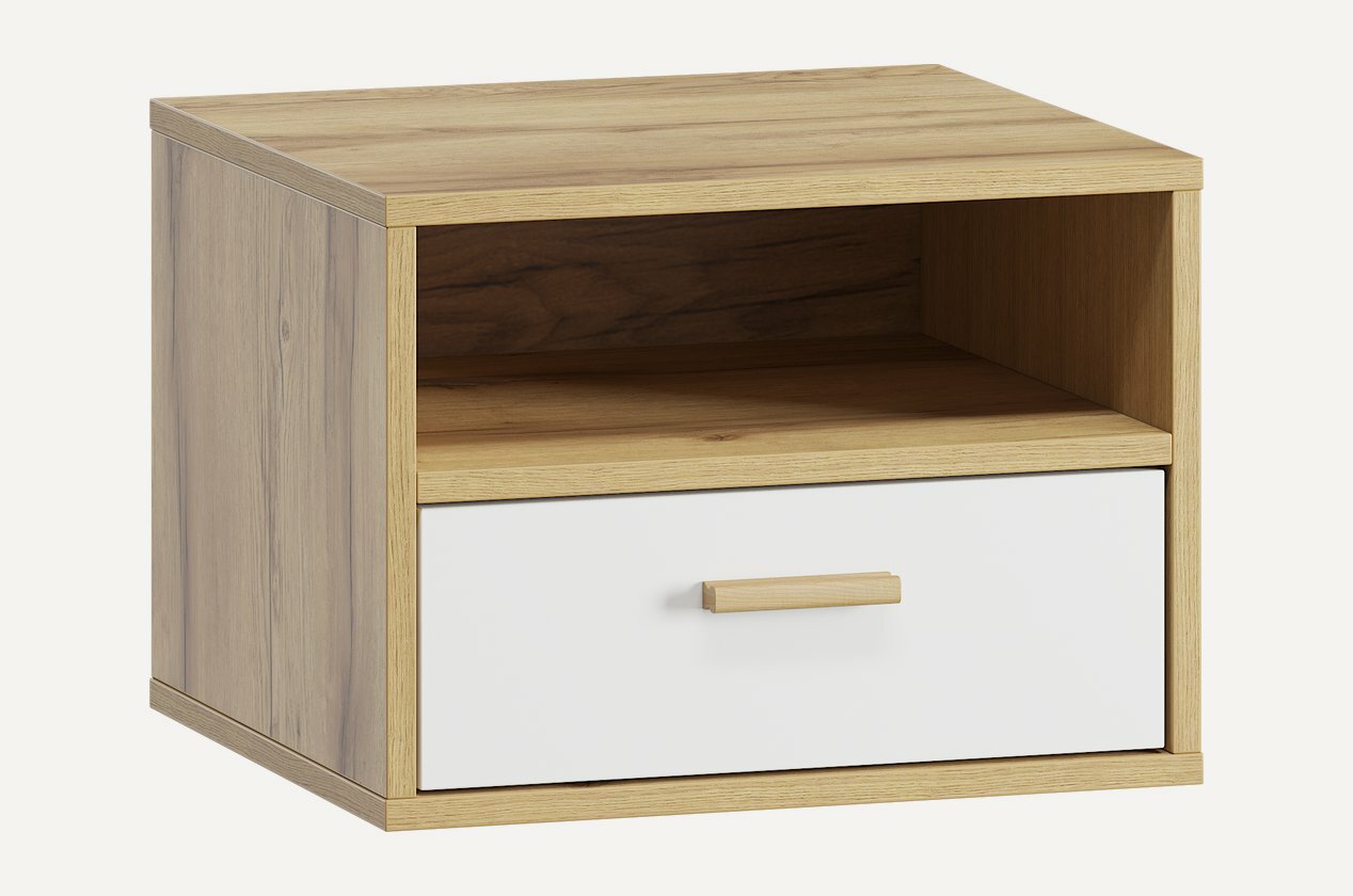 Тумба прикроватная Divan.ru Нордик-2 Wood White, 44 см х 40 см х 32 см, цвет бежевый/белый