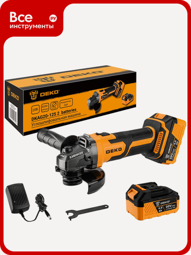 Изображение товара Углошлифовальная машина DEKO DKAG20-125, 2х4.0 Ач 063-2151