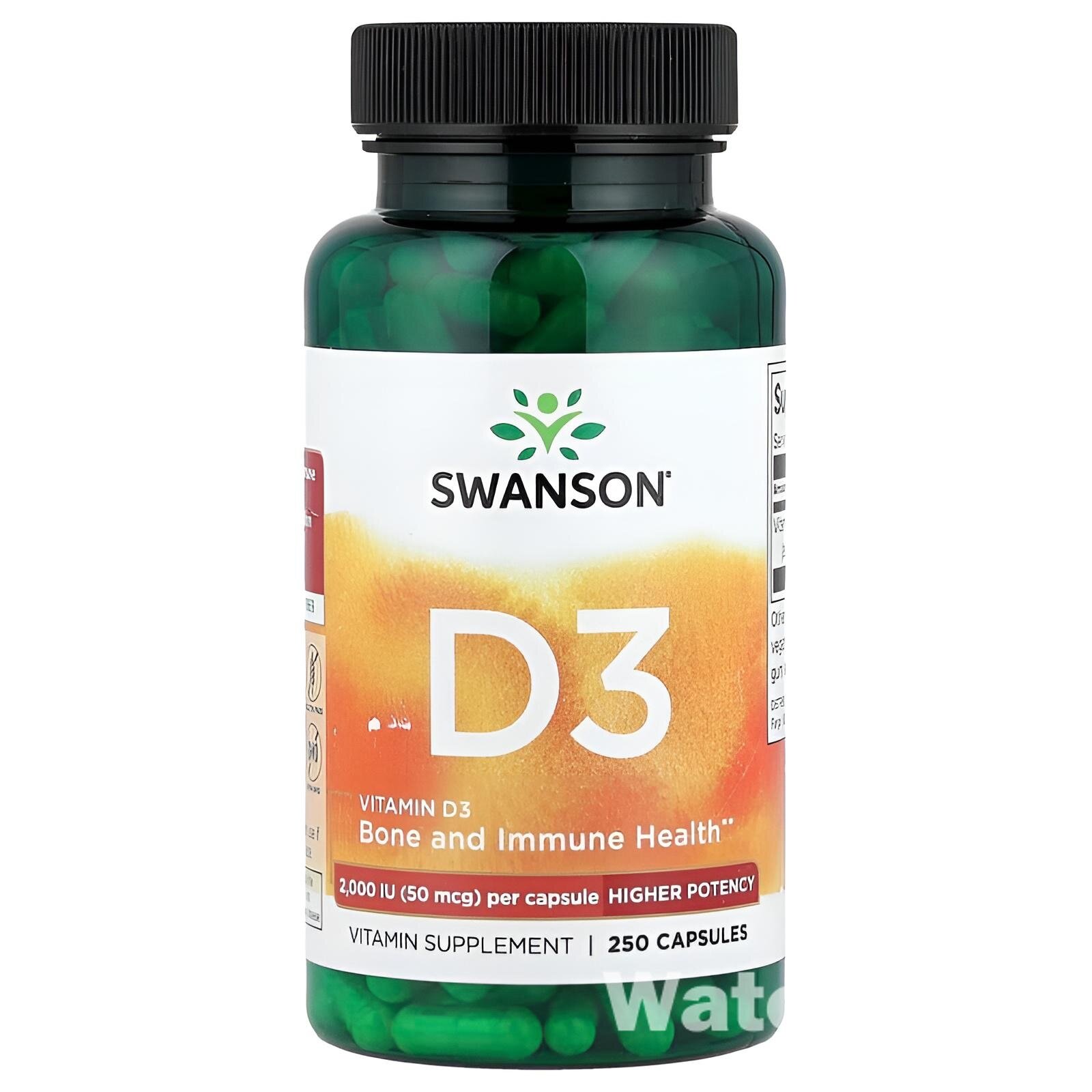 Витамин Swanson D3 2000 ME, капсулы, для костей, иммунитета, мышц, 250 шт