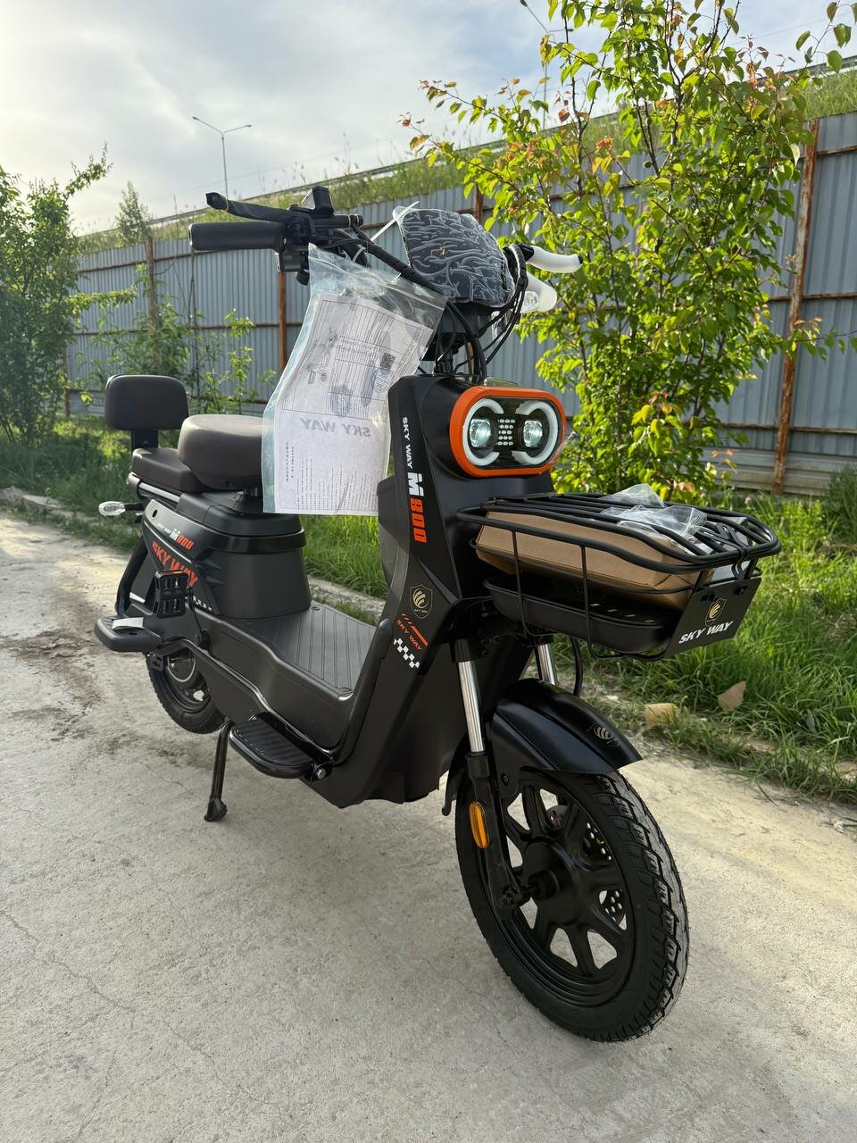 Электро скутер мопед с педалями SKY WAY Tank Литионая батарея 800W R16 черный