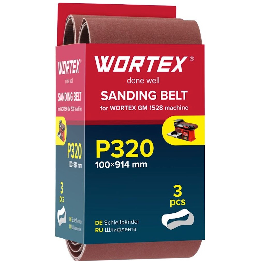 Лента шлифовальная 100x914 мм P320 бесконечная WORTEX 3 штуки (1325978)
