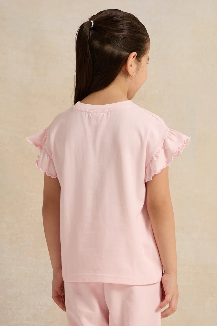 Футболка REDTAG, размер 6-7 лет, розовый — фото 1