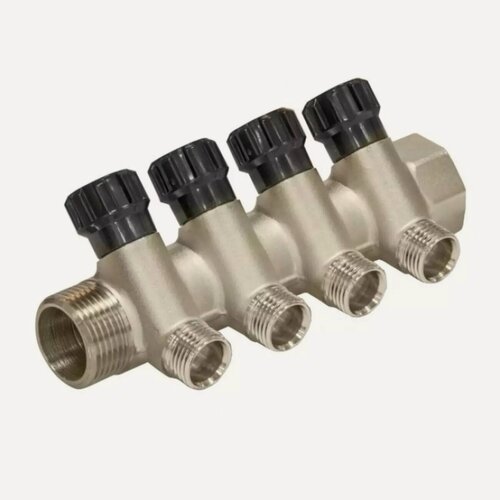 Изображение товара Коллектор Frap F404.4 3/4 х 1/2 на 4 выхода с регулировочными кранами, латунь