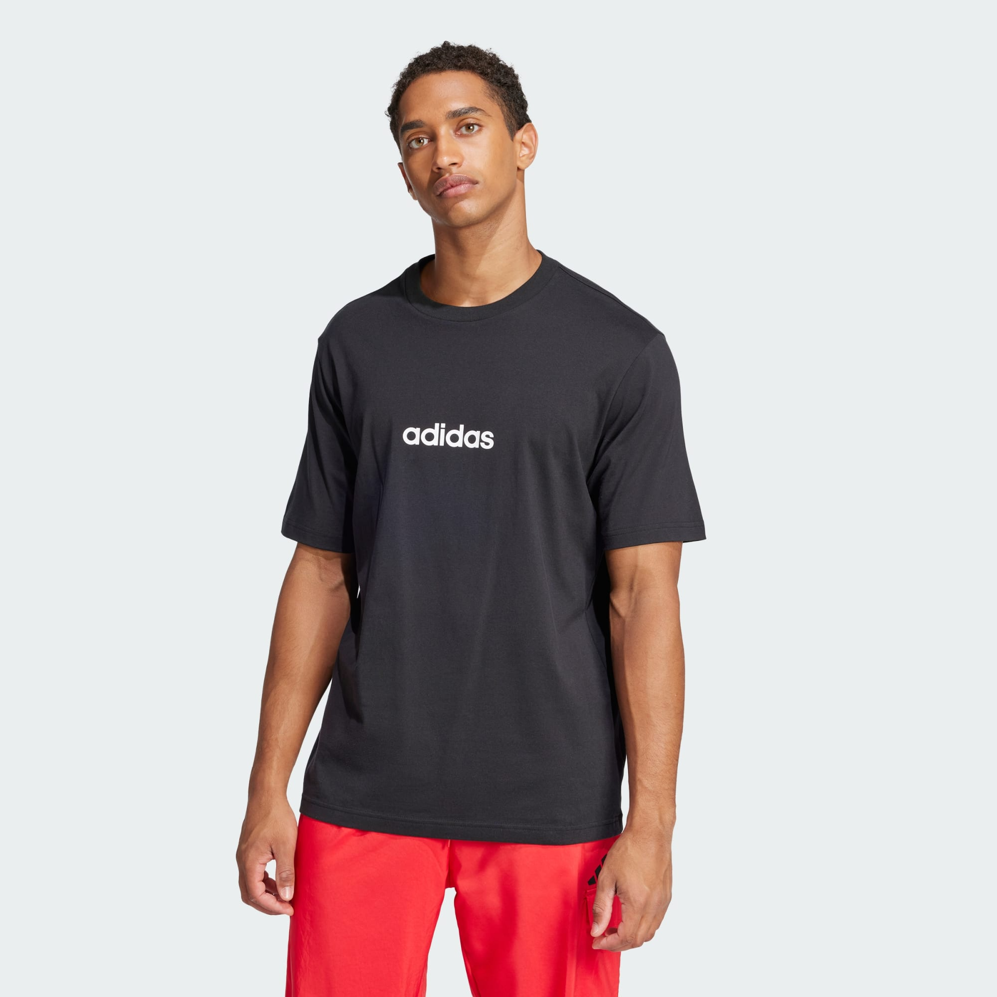 Футболка adidas Essentials Linear Single Jersey, размер XL INT, черный/белый