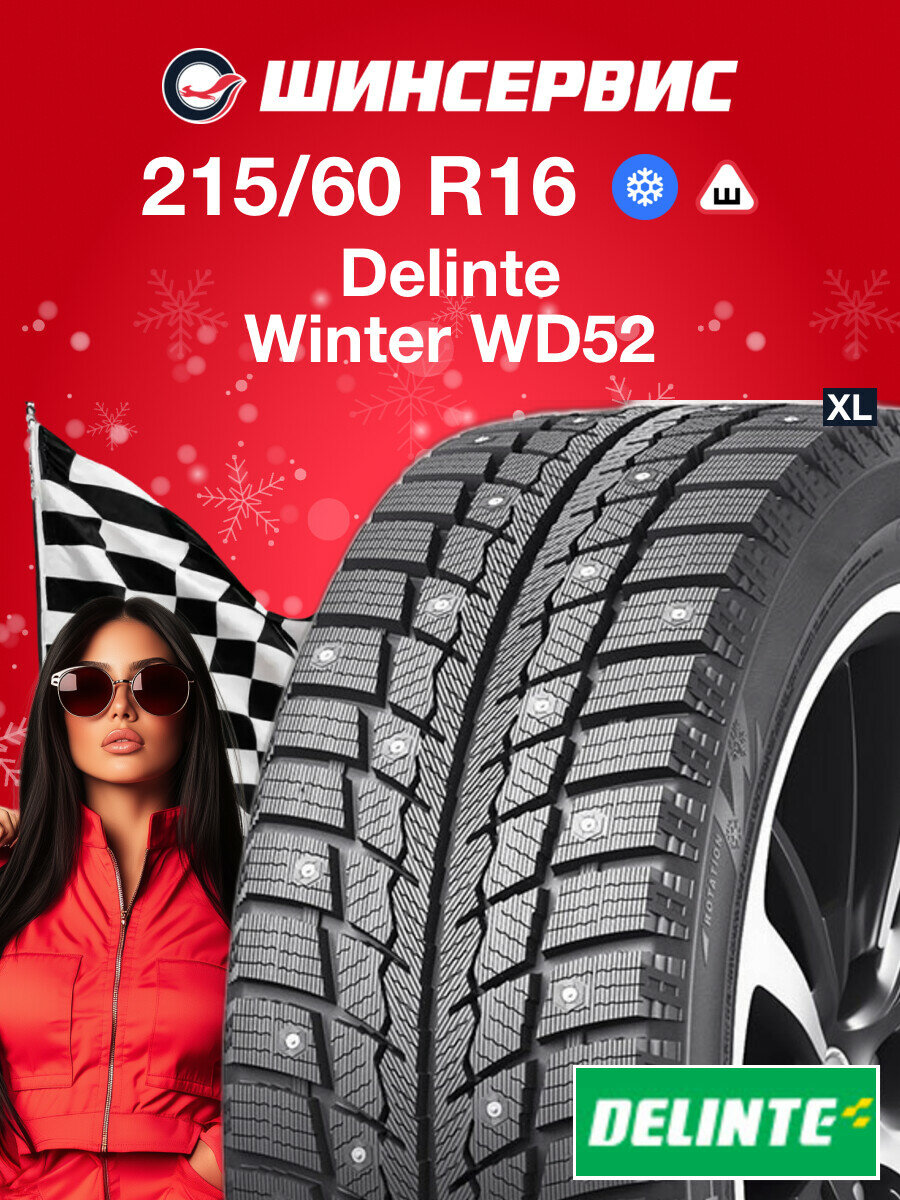 Зимняя шипованная шина Delinte Winter WD52 215/60 R16 99T