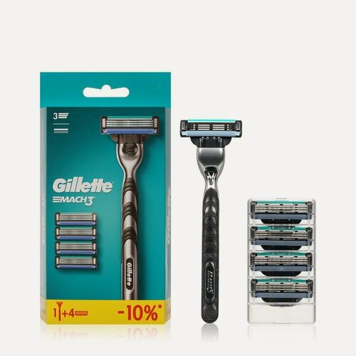 Изображение товара Мужской станок для бритья Gillette Mach 3 + сменные кассеты 5шт