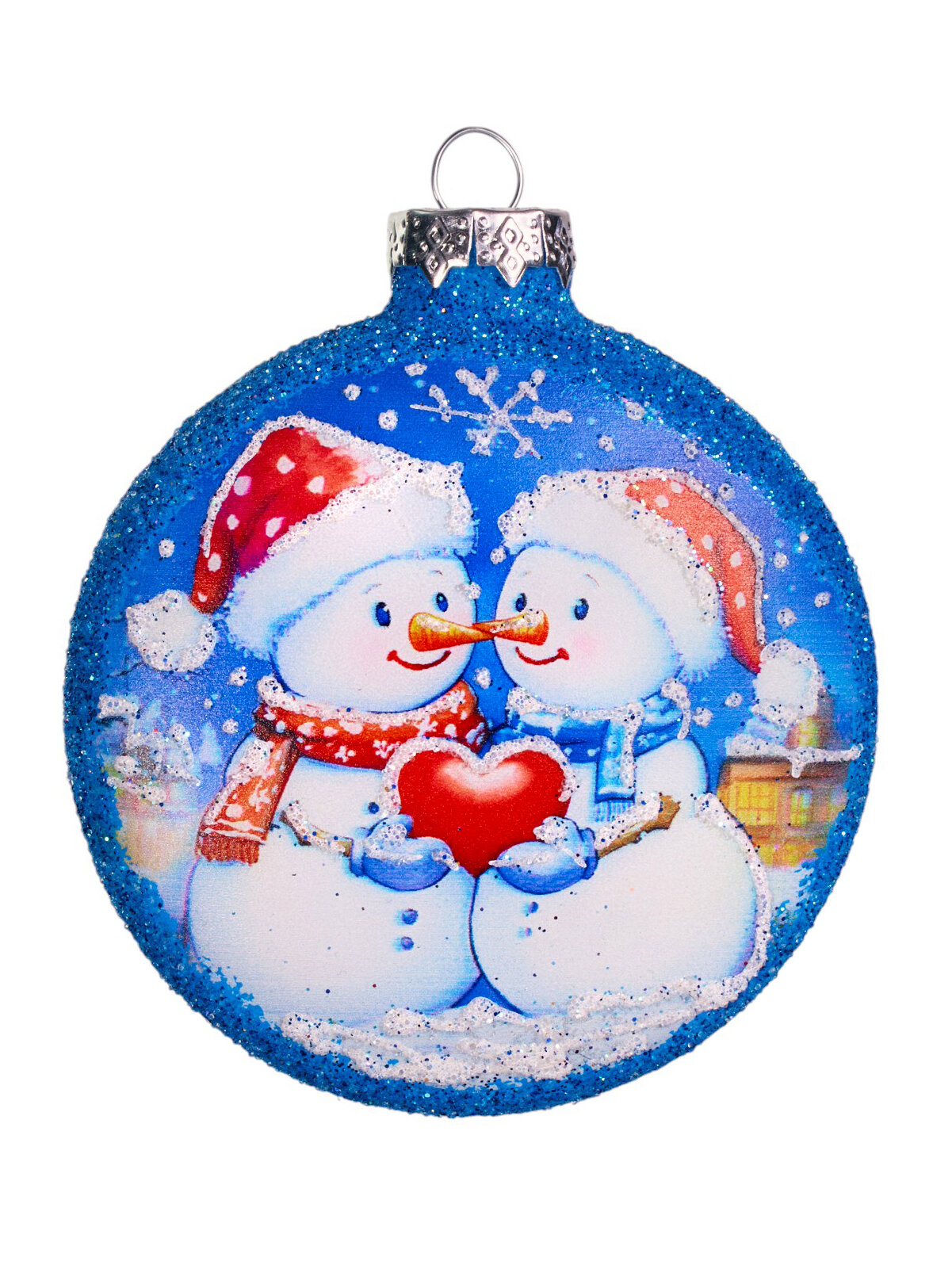 Елочная игрушка стеклянная медальон, 75 мм — фото 1