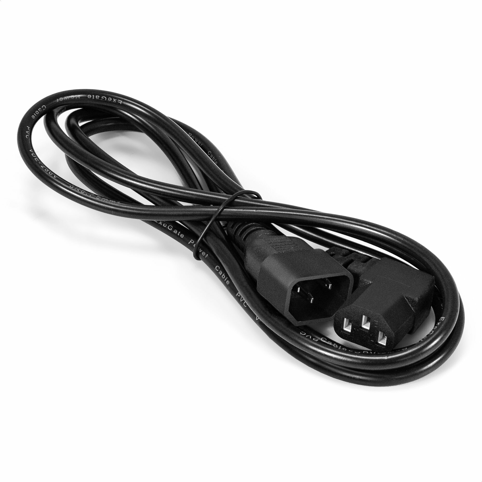Кабель питания ExeGate Power EC-1.8P-C13(У)->C14/3x0.5Cu (C13 угловой->C14 VDE-250V-3*0.5mm2 медь черный 6A 1.8м) EX297742RUS
