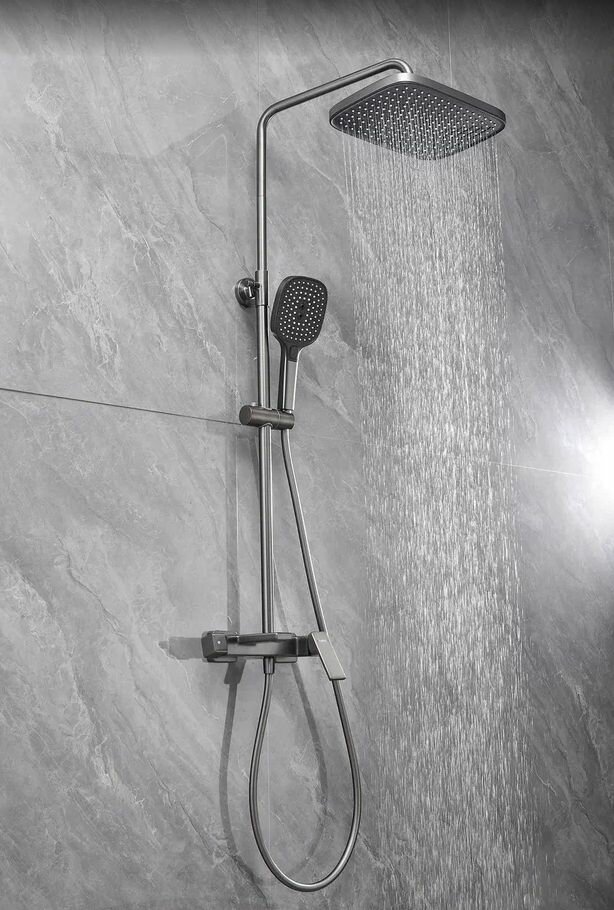 Душевая система с тропическим душем и смесителем HAIBA HB24831-3 материал: латунь цвет: оружейная сталь