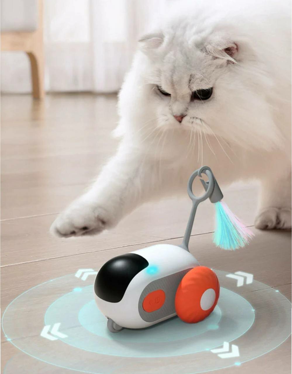Умная интерактивная игрушка для кошек — автоматическое движение, LED-индикатор, USB-зарядка