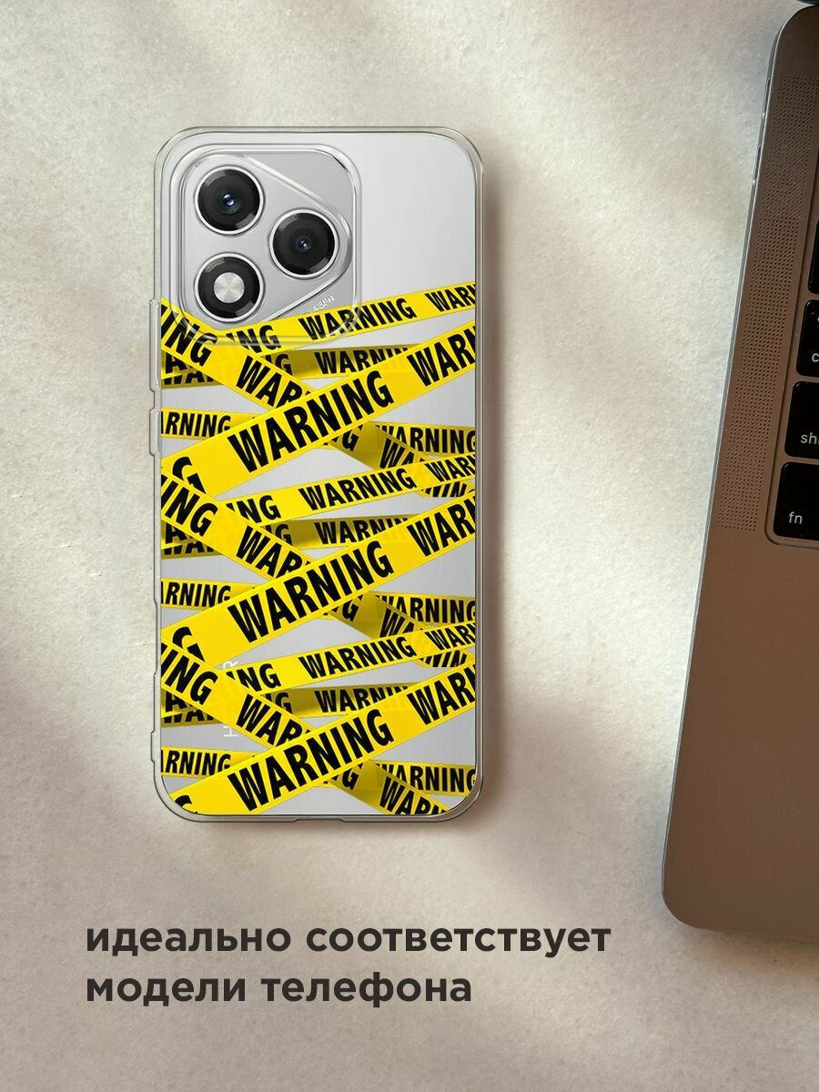 Чехол на Honor 400 Lite / Хонор 400 Лайт с принтом "Warning!", прозрачный — фото 1