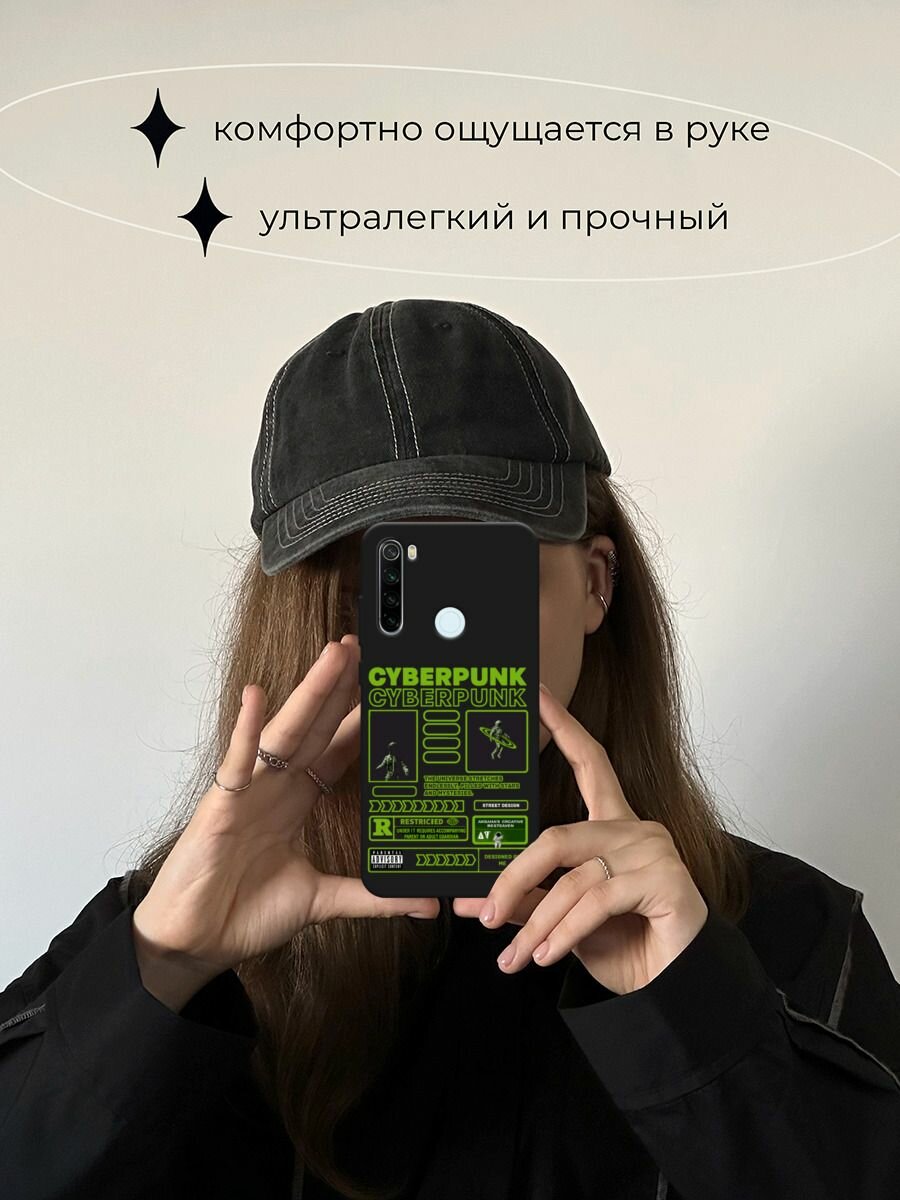 Черный матовый чехол на Xiaomi Redmi Note 8T / Сяоми Редми Нот 8Т с принтом "Cyberpunk" — фото 1