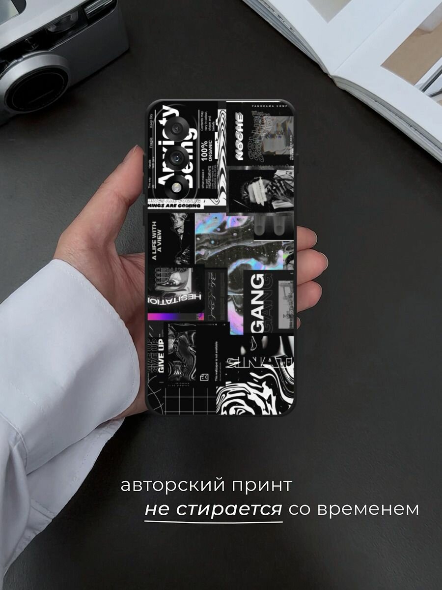 Черный матовый чехол на OnePlus Nord 5 / Ван Плас Норд 5 с принтом "Темные голограммы" — фото 1