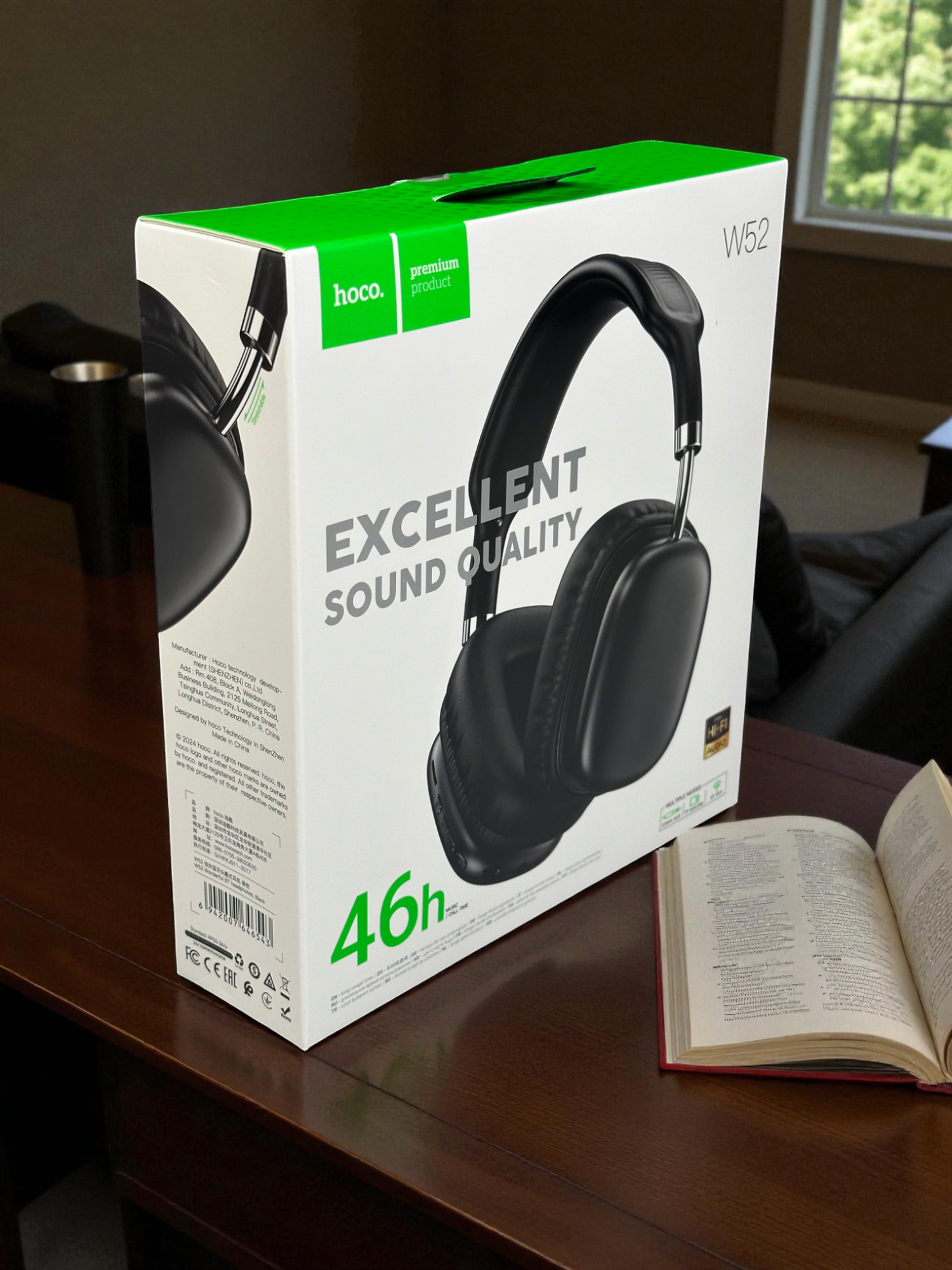 Наушники беспроводные Hoco W52 Wonderful, BT 5.4, до 46 ч, 400 мА/ч, TF, AUX, Bluetooth