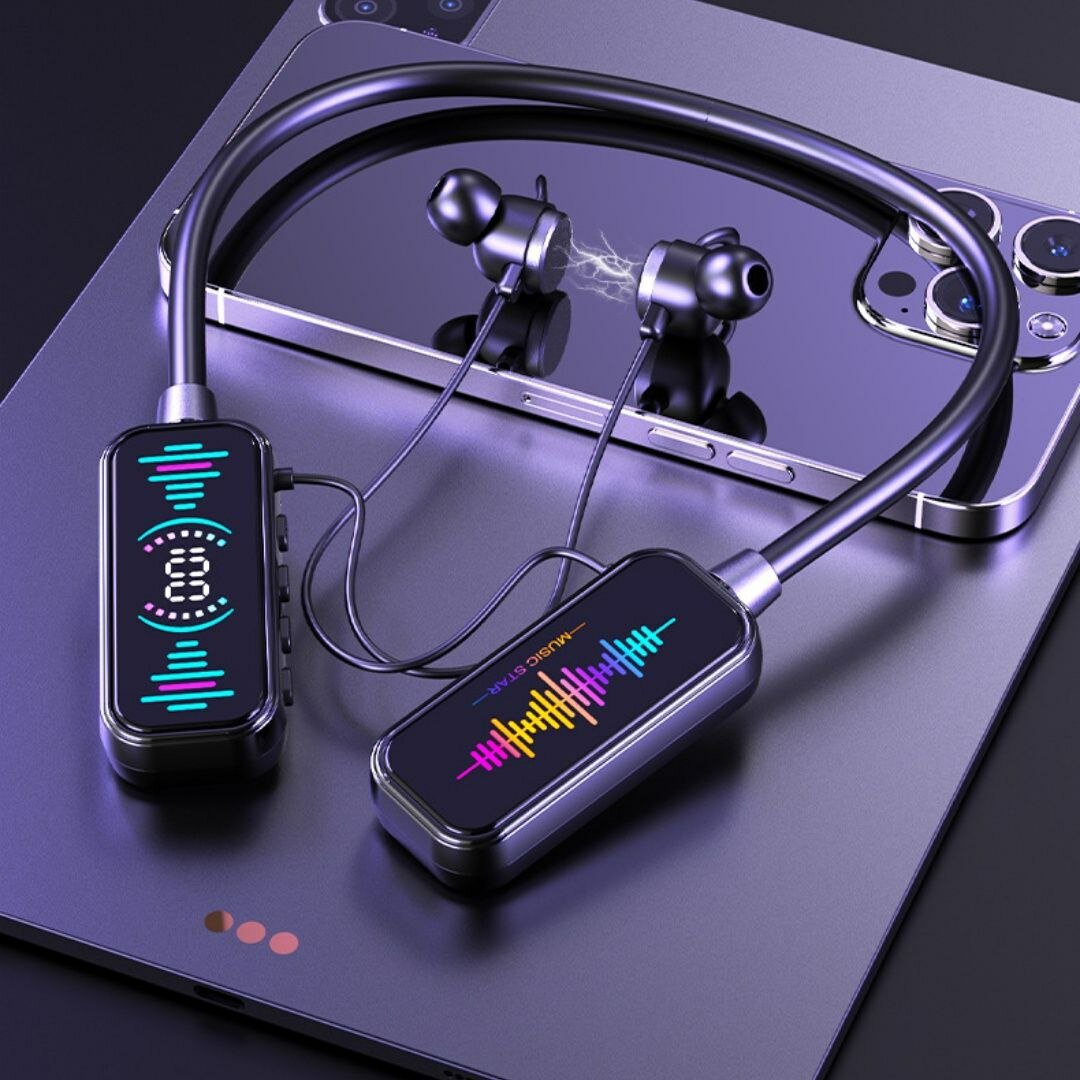 Bluetooth наушники – с LED-дисплеем, магнитные, спортивные, до 20 часов музыки, с микрофоном