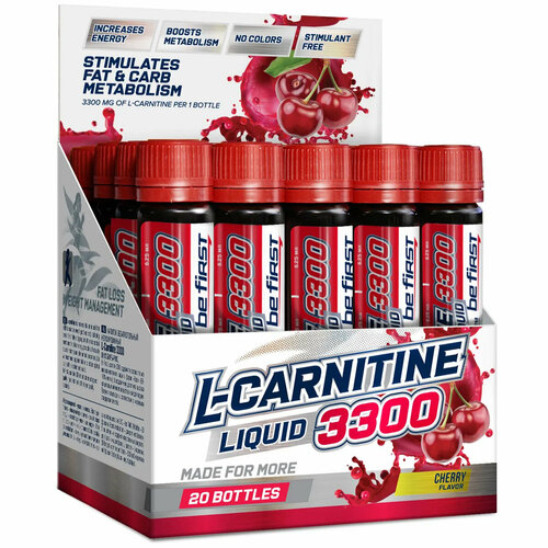 Л-Карнитин для похудения, жиросжигания, энергии Be First L-Carnitine 3300 mg - набор 20 ампул по 25 мл, вишня