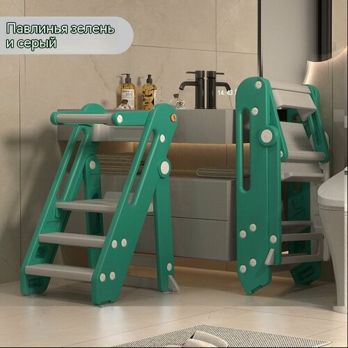 Изображение товара Монтессори-башня "Учебный стул": складной детский ступеньный подставной стул для умывания и развития