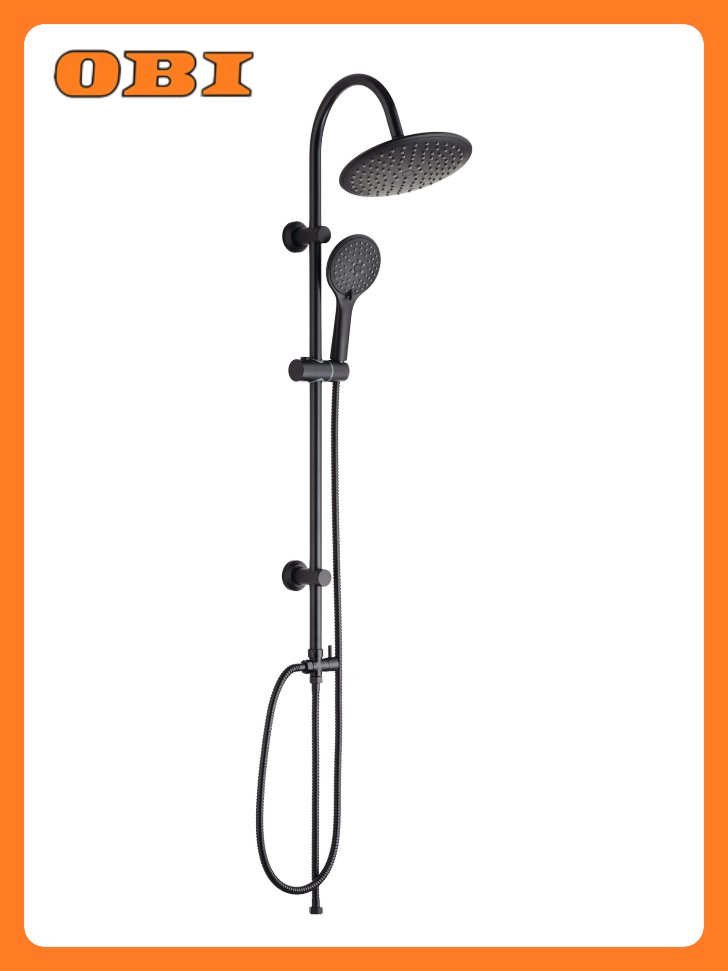 Душевой гарнитур AGNES с верхним душем d225 мм нержавеющая сталь черный