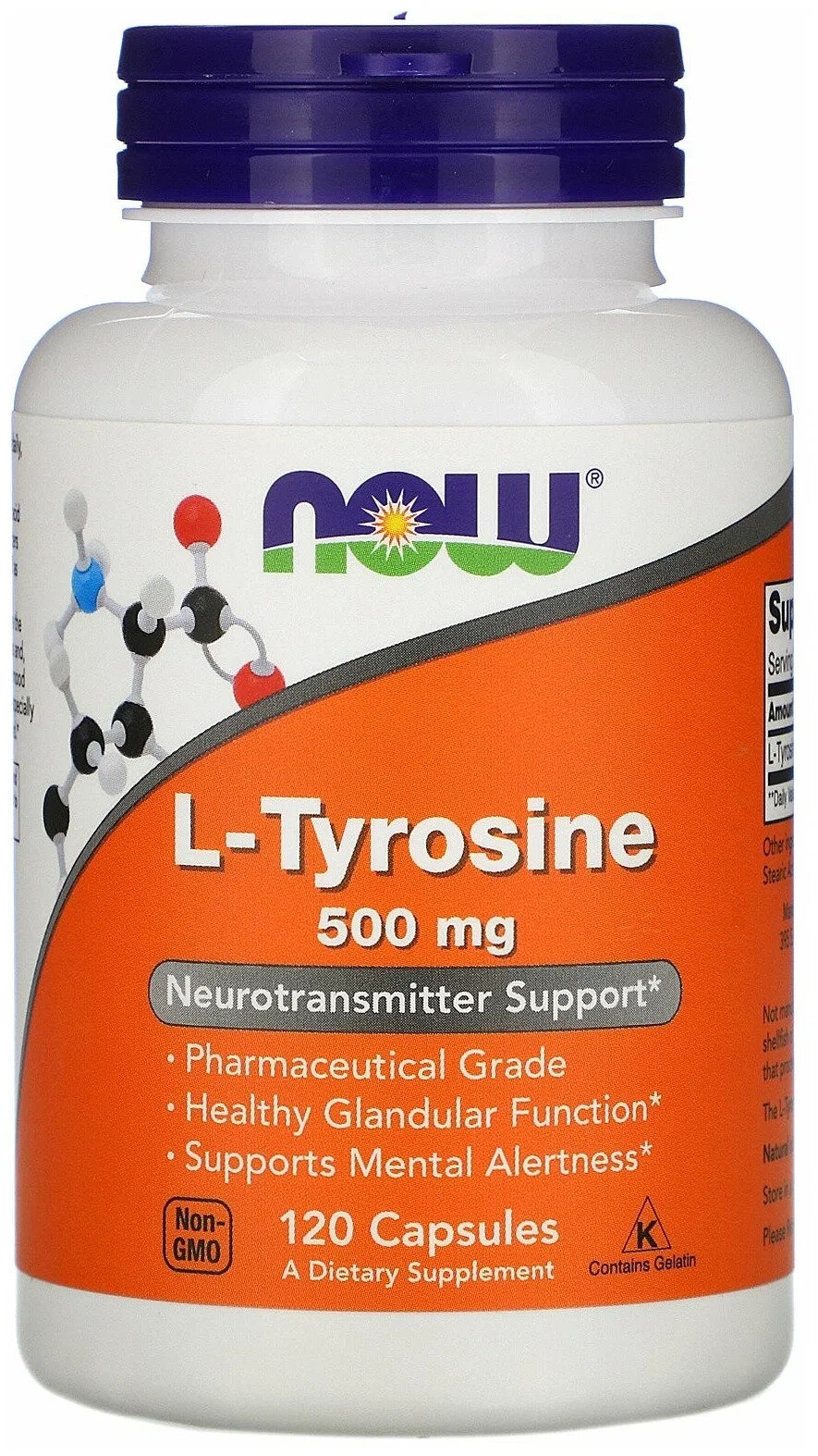NOW Foods L-Tyrosine 500 mg НАУ L-Тирозин 500 мг 120 капсул