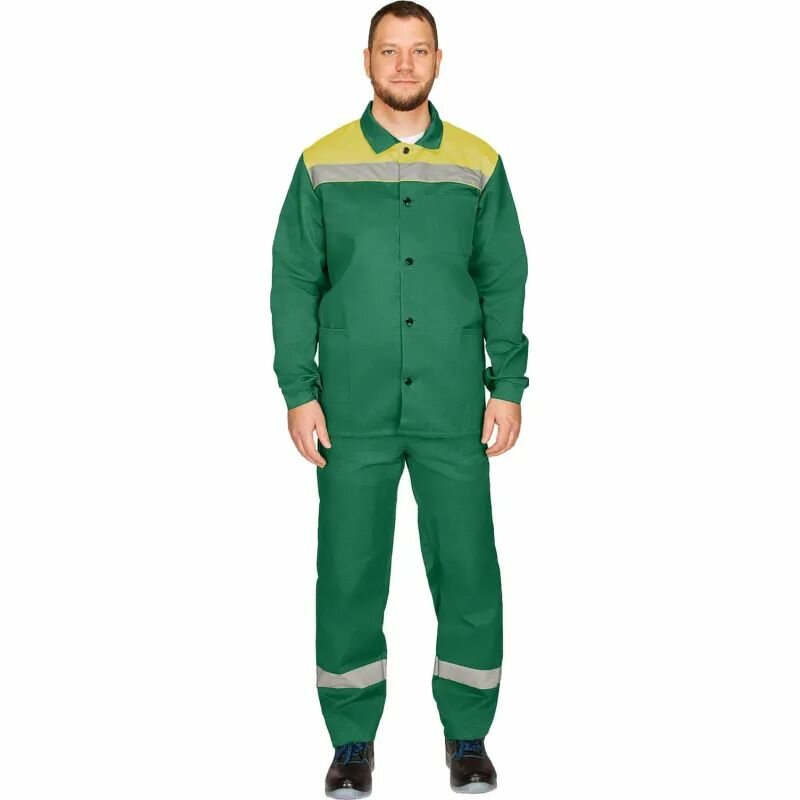 Костюм рабочий КНР летний мужской л16-КПК с СОП зеленый желтый р 44-46 р 170-176