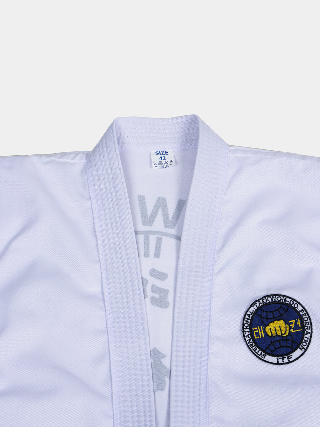 Кимоно с поясом для тхэквондо  1, сертификат ITF, размер 40, белый — фото 1