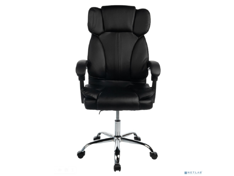 Кресло офисное FL-CH-OFB-010 бизнес крестовина из металла/хром спинка/сиденье экокожа газлифт 100мм колеса пластик подлокотники со вставкам (1113093)