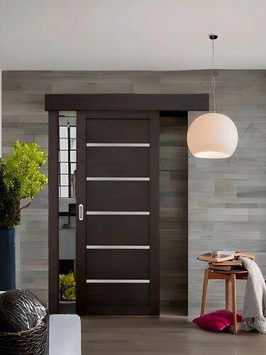 Изображение товара Дверь раздвижная ECO 1 венге, 70х200 см ( комплект: полотно + раздвижной механизм + добор для закрытия направляющей)