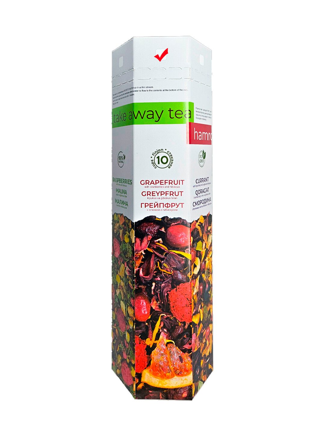 Чайный напиток FRUTEACORP "Чай с собой", грейпфрут с клюквой и гибискусом, сухой, в стакане, 28 гр, 10шт