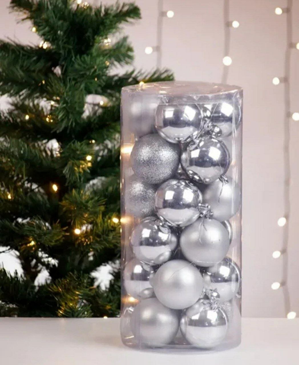 Набор новогодних ёлочных игрушек, 24 штук, 5 см, пластиковые шары с глянцевым и покрытием