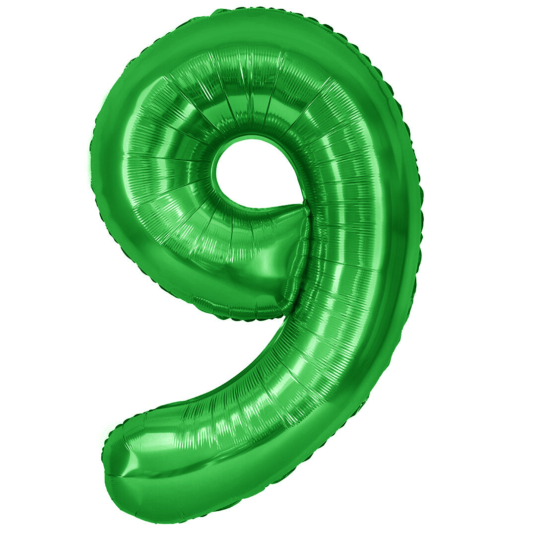 Воздушный шар цифра 9 зеленый 102 см