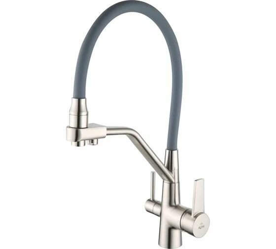 Смеситель для кухни с гибким изливом, с подключением фильтра, сатин, Rose R558L