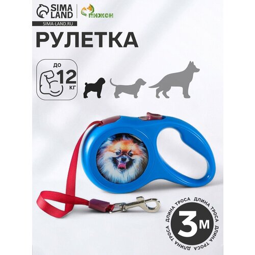 Рулетка с принтом Милашка 3 м вес животного до 12 кг синяя 2603403 741₽