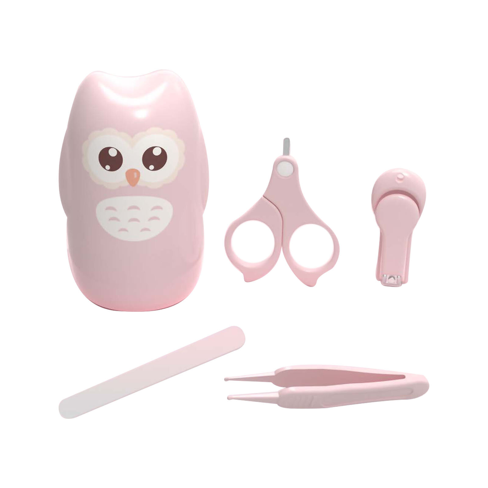 Набор для детского маникюра с милым футляром для новорожденных, младенцев, малышей и детей. Набор с щипчиками для ногтей в виде совы: светло-розовый.