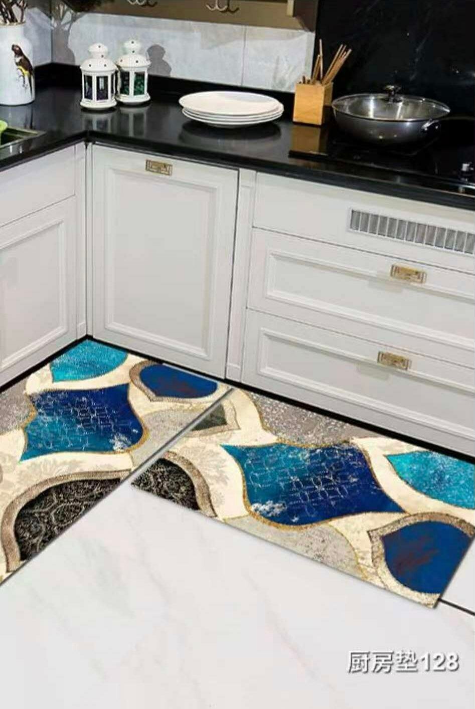 Впитывающий влагу комплект из 2 кухонных ковриков противоскользящие, быстро сохнут