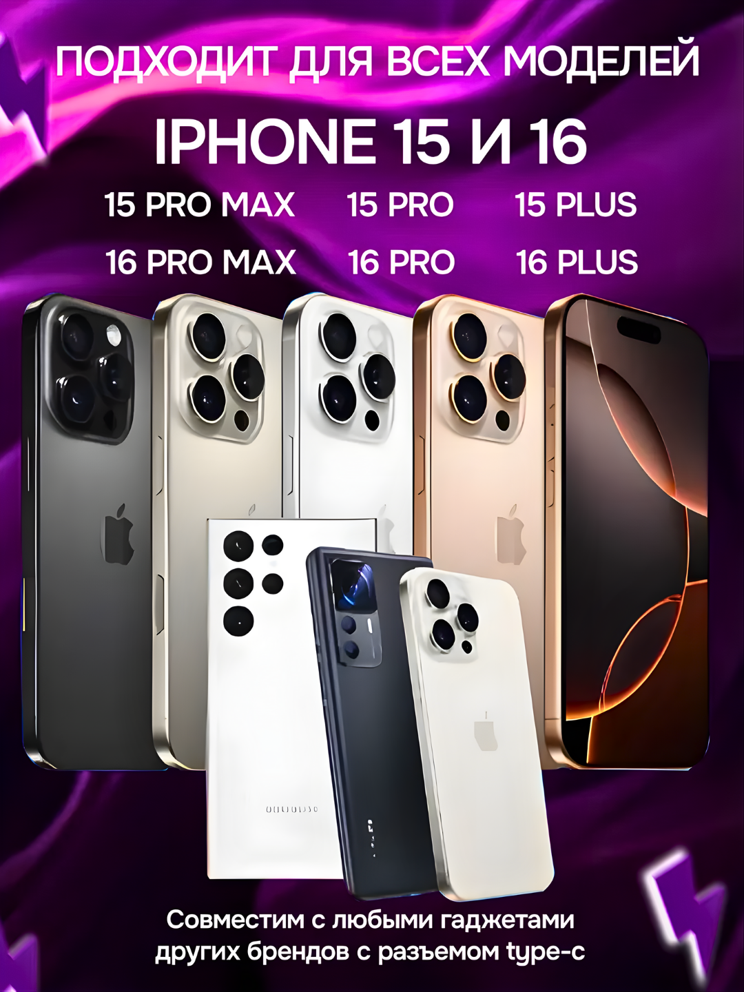 Зарядка для iPhone, быстрая зарядка для айфон, 35 Вт, 20 Вт, Type-C, Lightning — фото 1