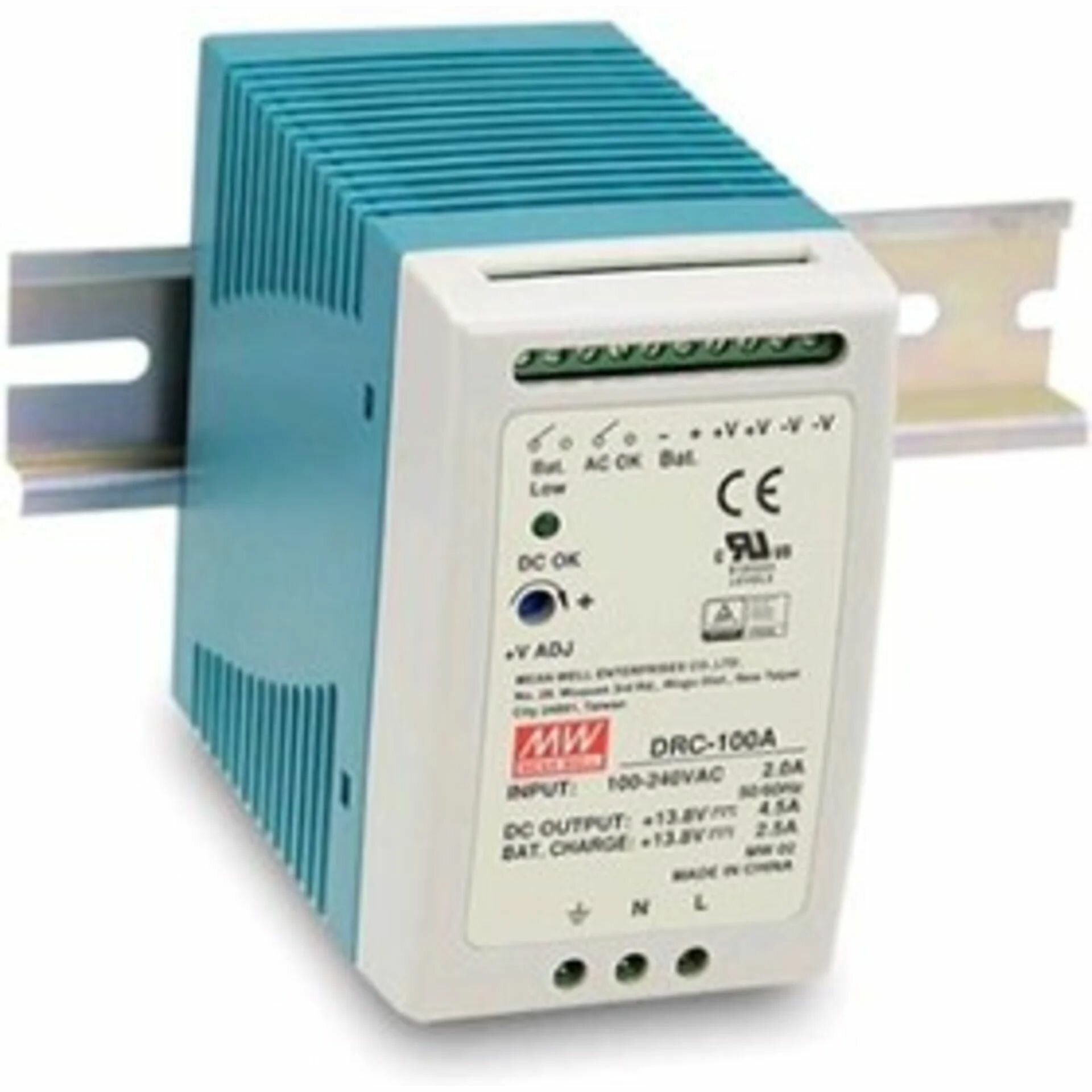 DRC-100A Блок питания c функцией ИБП на DIN-рейку Вых: 13,8В/4,5А; АКБ: 13,8В/2,5А; 100Вт, Mean Well