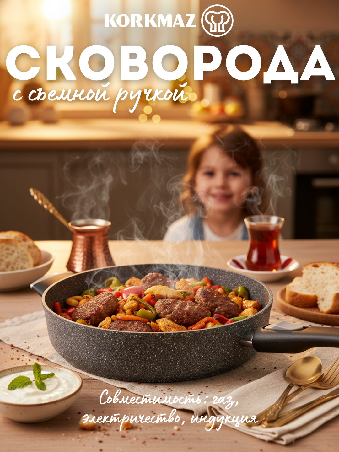 Сковорода АП KORKMAZ PALMA PRATIK A3926 28×5.5 см алюминий, бакелитовая ручка