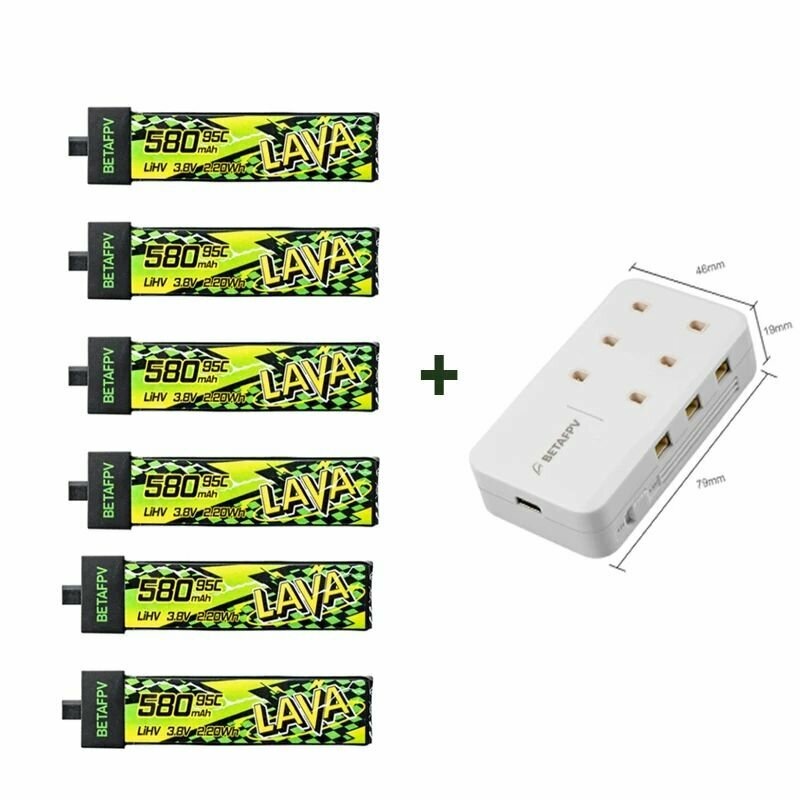 Литиевая батарея NEW LAVA II 1S 580mAh Battery 6 Ports 1S Battery Charger & Adapter