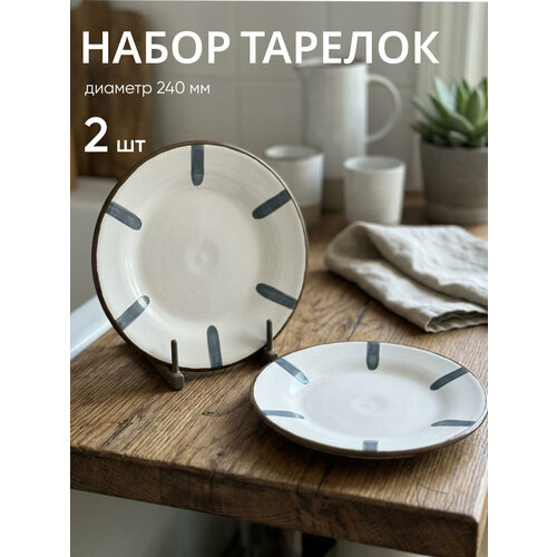 фото Набор фарфоровых тарелок 240 мм chasha, тарелки обеденные 2 шт, ладога