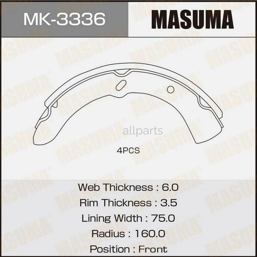 MASUMA MK-3336 Колодки торм. бараб.
