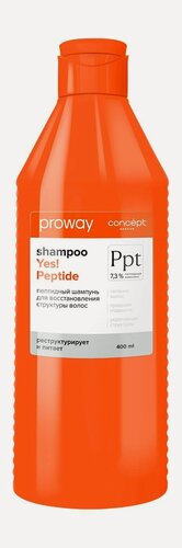 Изображение товара CONCEPT Шампунь для волос пептидный для восстановления структуры, 400 мл