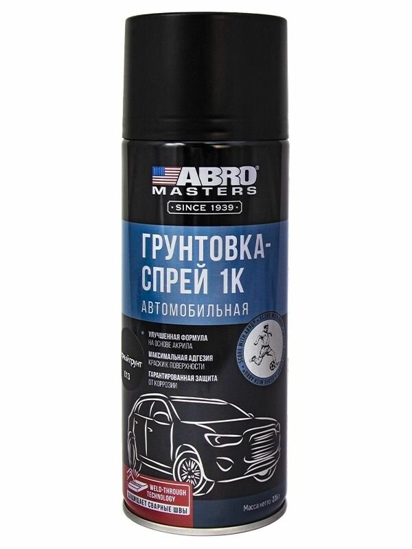 Грунтовка-спрей автомобильная ABRO MASTERS (черная), 400 мл
