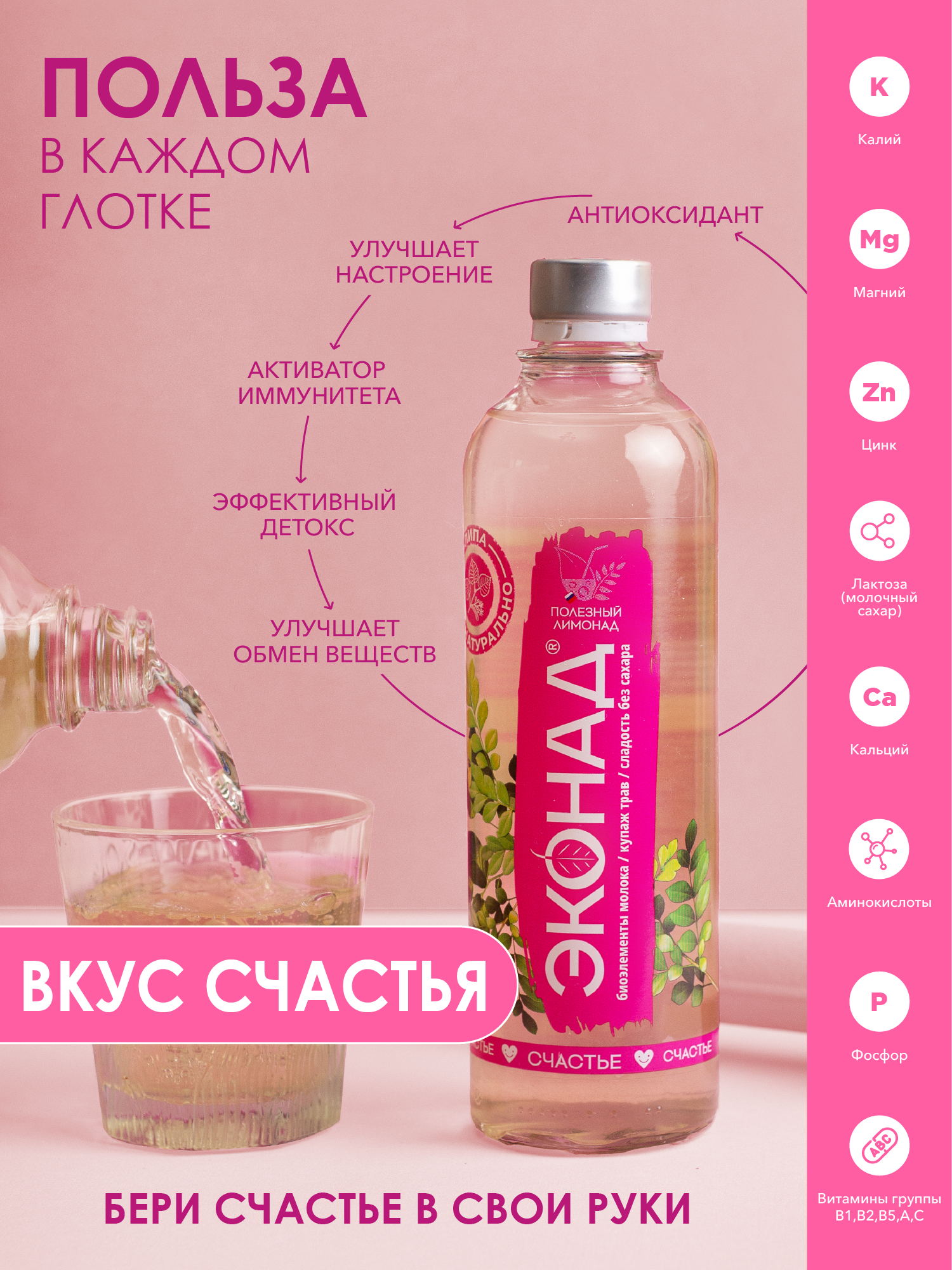 Картинки Натуральный лимонад напиток без сахара ЭКОНАД "Ассорти вкусов" (4 шт х 500 мл)