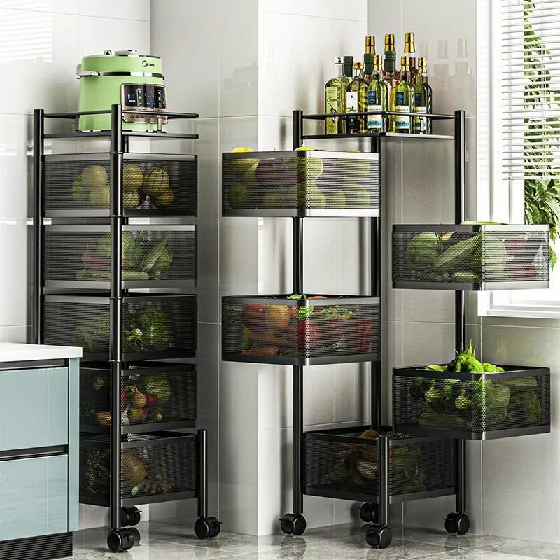 Этажерка Kemei металлическая 5 полок черная 28 см x 29 см x 94 см