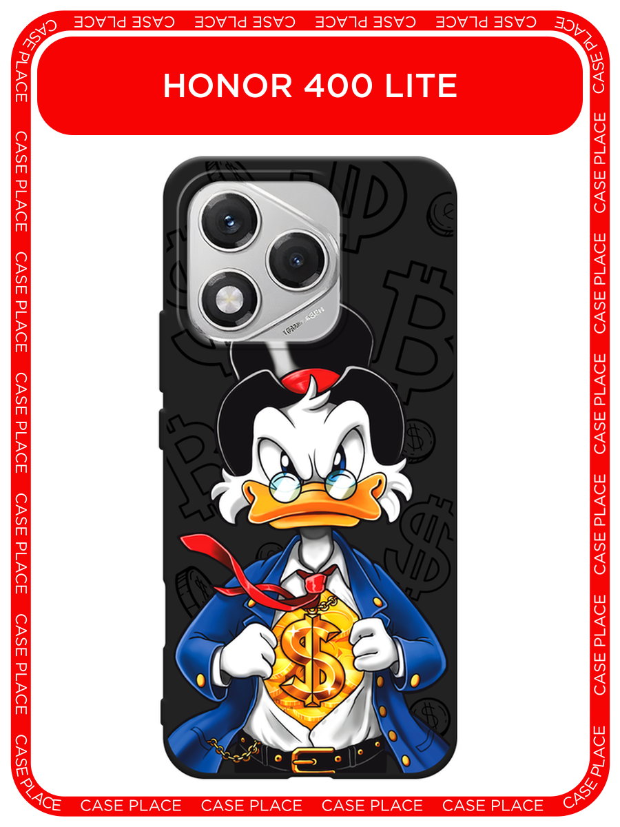 Черный матовый чехол на Honor 400 Lite / Хонор 400 Лайт с принтом Scrooge Supergold