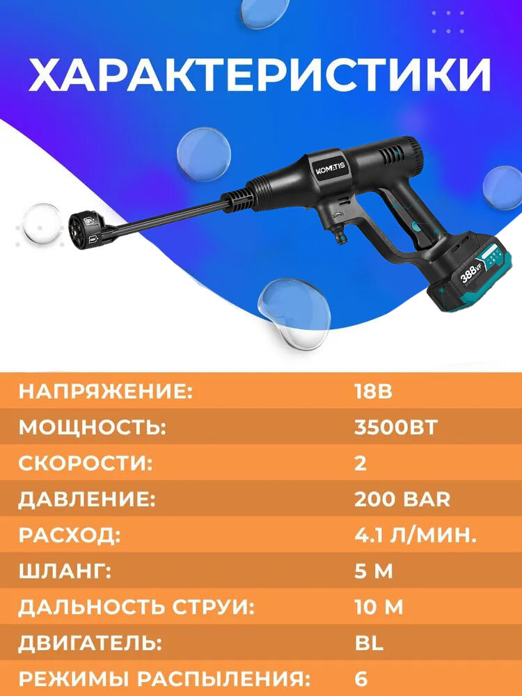 Мойка высокого давления для авто KOMATIS (2 АКБ) — фото 1