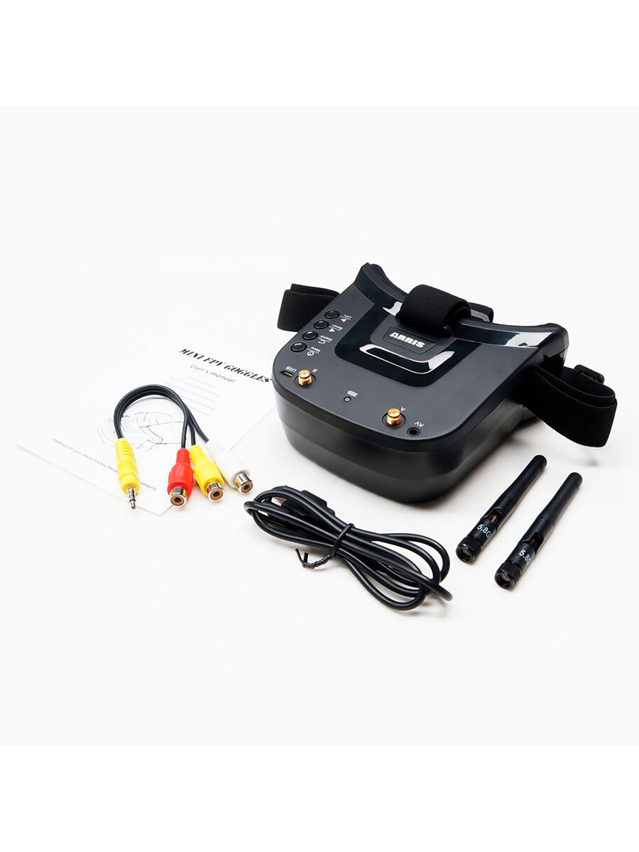 Очки FPV Goggles пластик черный с аудиокабелем 1200mAh 3.7V