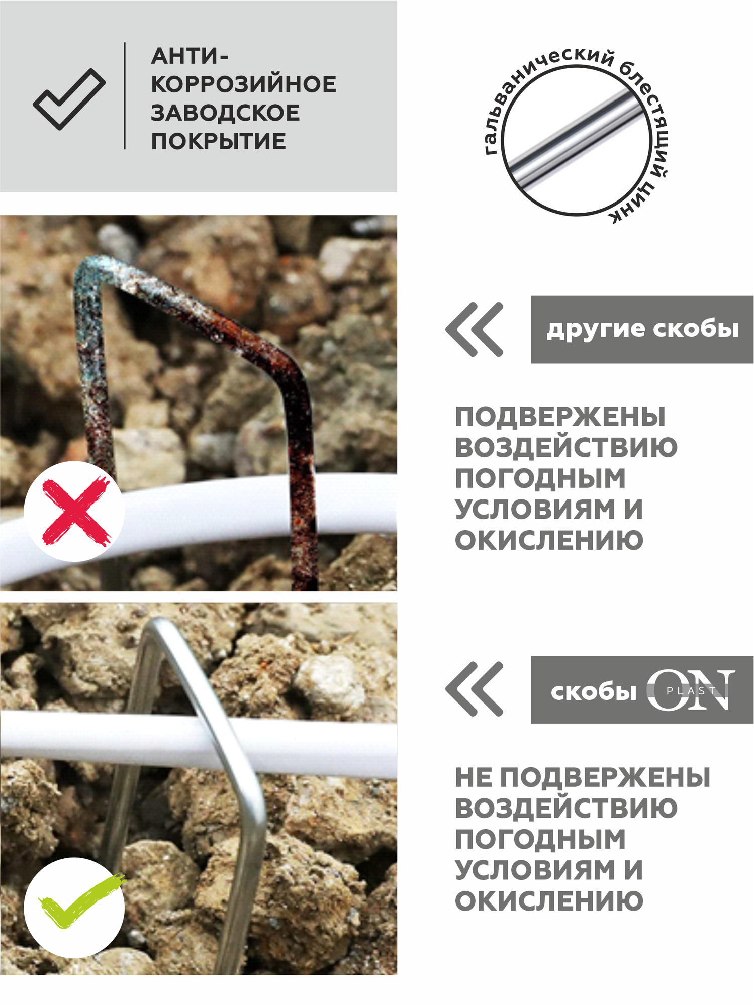 Скобы садовые П-образные, размер 15 см х 4 см х 15 см , d-3 мм, (60 шт) — фото 1