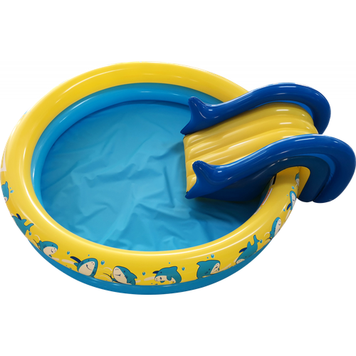 Бассейн надувной ACTIWELL GB-032807 Aqua 148х26 см, с горкой голубой, мультиколор, желтый